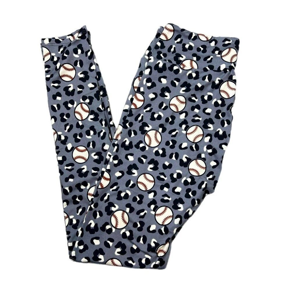 NEW LuLaRoe TC2 For the Win Leopard Baseball Leggings Comfort Comfy Black Gray